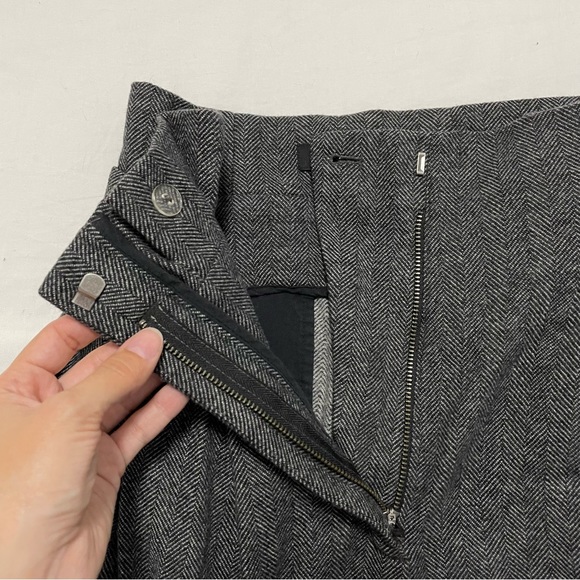 COS Herringbone Gray Wide Leg Belted Tie-Waist Cropped Wool Trouser Pant Size 2 - Picture 6 of 11
